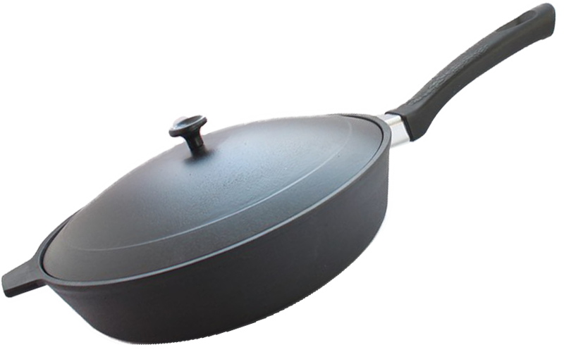 Сковорода 280х60 с бакелитовой ручкой с алюминиевой крышкой от Официального производителя "Камская Посуда"