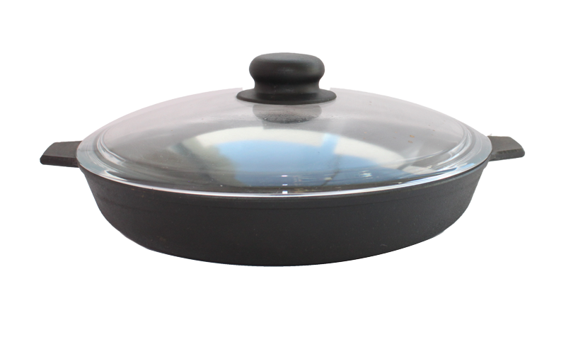 Сковорода 240х40 с двумя ушками со стеклянной крышкой от Официального производителя "Камская Посуда"